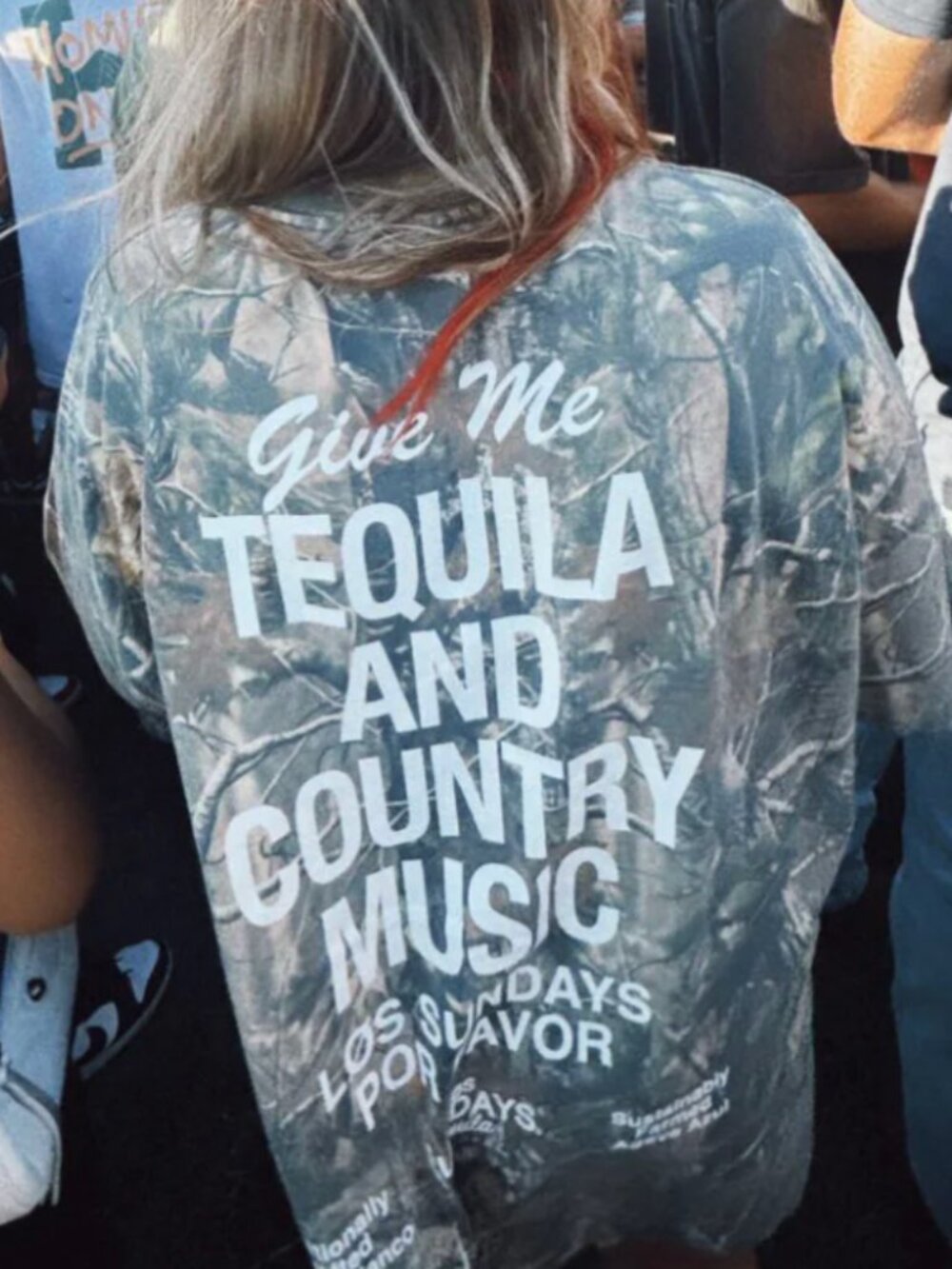 The Tequila & Country Music Tee - Camo/White